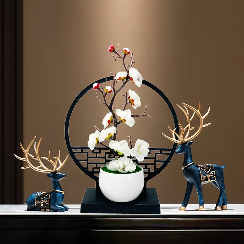 Blossom Bonsai with Decorative Screen Base – Elegant Faux Floral Arrangement for Decor - Homestead & Co