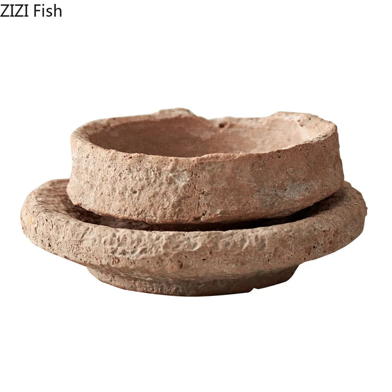 Retro Rough Pottery Ceramic Vase – Textured Tabletop Vase for Dried Flowers and Rustic Home Decor - Homestead & Co